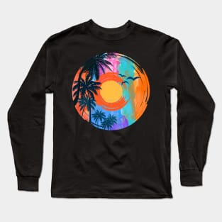 Colorful Beach Sunset Summer Design Long Sleeve T-Shirt